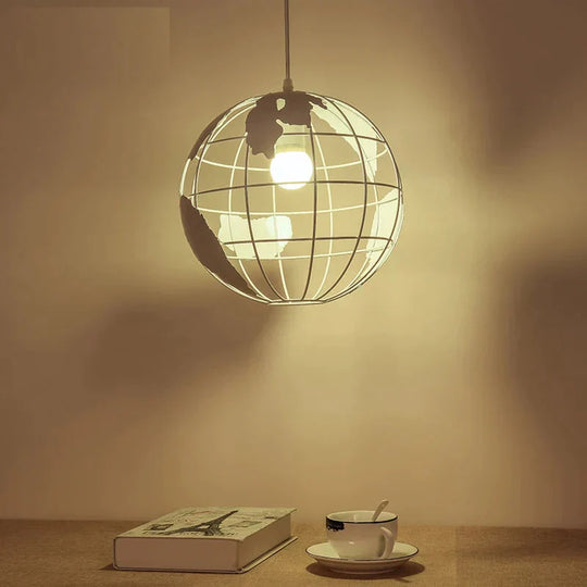 Nordic Led Globe Pendant Lamp Iron Black / White Cafe Living Room Bar Office Ceiling Children