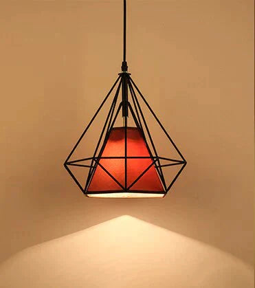 Modern Cage Pendant Light Iron Minimalist Retro Scandinavian Loft Pyramid Lamp Metal Hanging Lamp