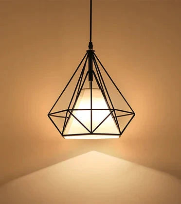 Modern Cage Pendant Light Iron Minimalist Retro Scandinavian Loft Pyramid Lamp Metal Hanging Lamp