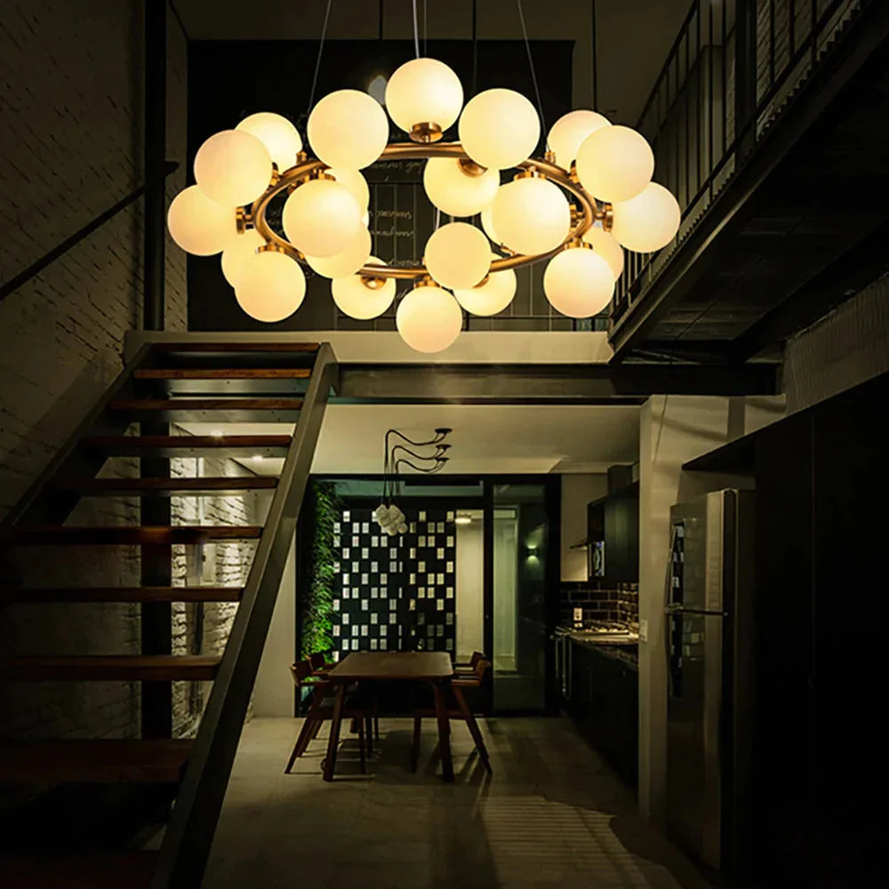 Nordic Ball Molecular Chandelier Gold Led Flash Ceiling Modern Luxury Lotus Living Room / Dining