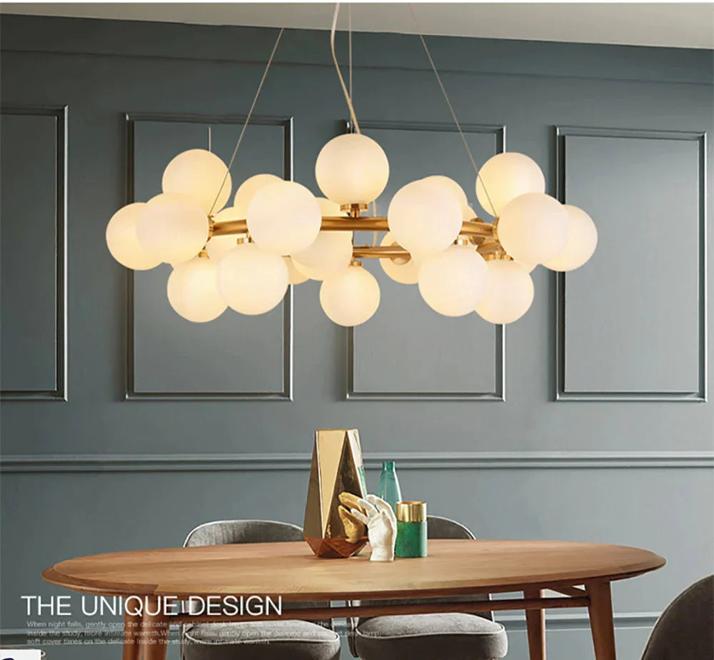 Nordic Ball Molecular Chandelier Gold Led Flash Ceiling Modern Luxury Lotus Living Room / Dining