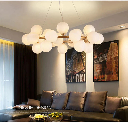 Nordic Ball Molecular Chandelier Gold Led Flash Ceiling Modern Luxury Lotus Living Room / Dining