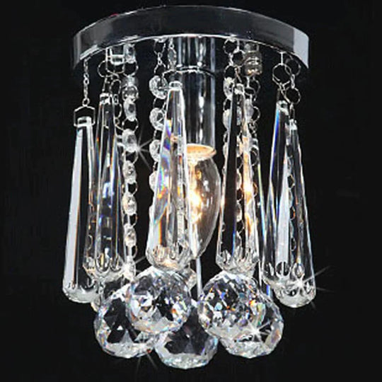 Crystal Ceiling Light Flush Mount Fixture Lamp With Beads For Bedroom Hallway Living Room Kitchen