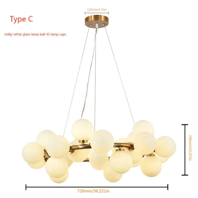 Nordic Ball Molecular Chandelier Gold Led Flash Ceiling Modern Luxury Lotus Living Room / Dining