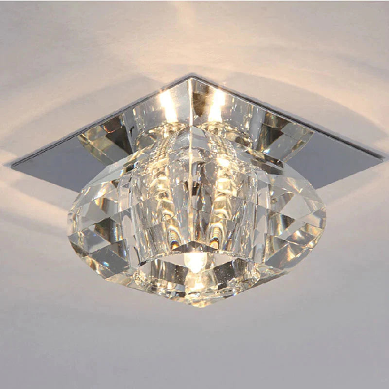 Crystal Flush Mount Ceiling Light Modern Fixtures For Hallway Dining Room Bedroom Kitchen