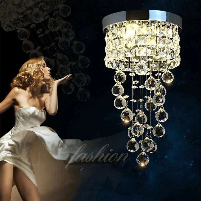 European Modern Led Crystal Aisle Lights Living Room Hallway Entrance Balcony Hotel Hanging Spiral