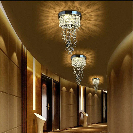European Modern Led Crystal Aisle Lights Living Room Hallway Entrance Balcony Hotel Hanging Spiral