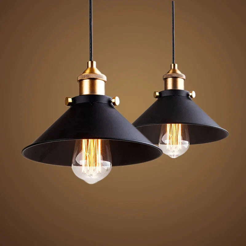 Black Vintage Industrial Pendant Light Nordic Retro Lights Iron Lampshade Loft Edison Lamp Metal