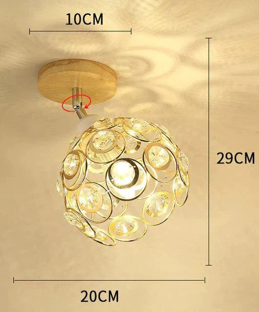 Creative Crystal Minimalist Ceiling Light Single Wall Lamp Bedroom European Iron Crystal Decor
