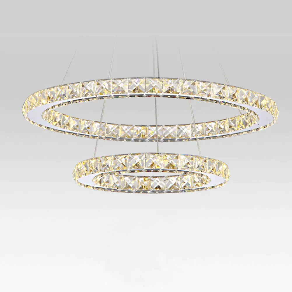 Crystal Modern Led Ceiling Light Warm White Bedroom Living Room Lights Circle Rings Cristals Avize