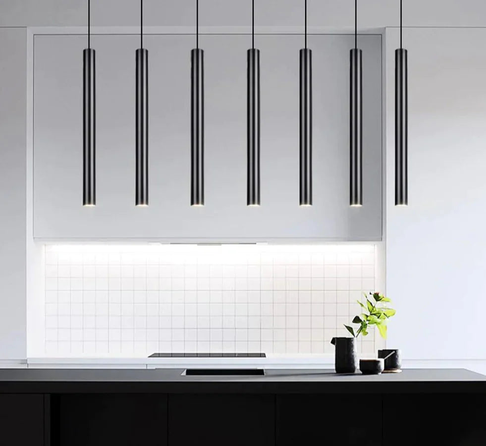 Black Industrial Pendant Lights Long Tube Hanging Lamp For Living Room Home Light Fixtures Decor