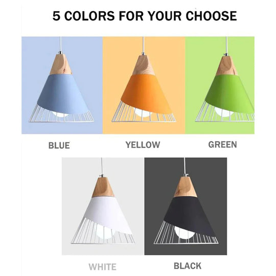 Modern Wood Pendant Lights Led Hang Lamp Colorful Aluminum Lamps For Living Room/Bedroom/Restaurant