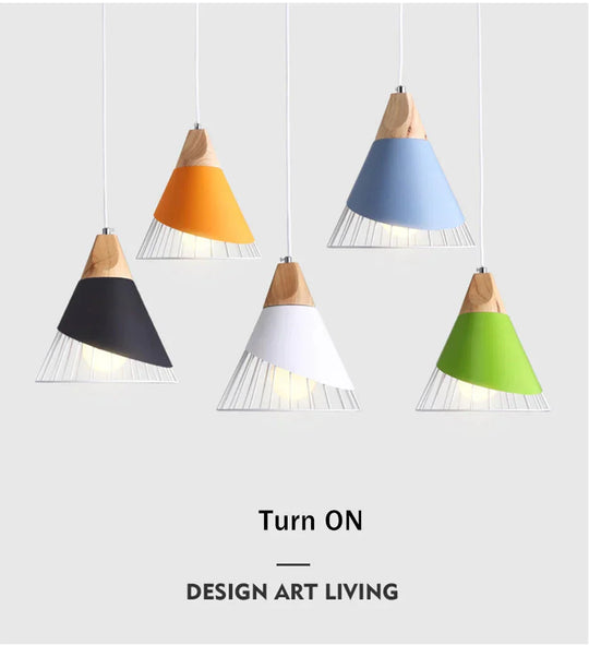 Modern Wood Pendant Lights Led Hang Lamp Colorful Aluminum Lamps For Living Room/Bedroom/Restaurant