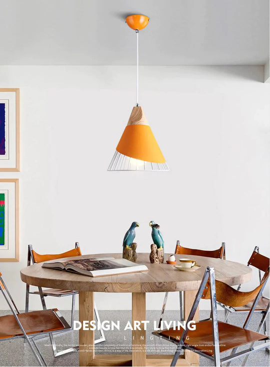 Modern Wood Pendant Lights Led Hang Lamp Colorful Aluminum Lamps For Living Room/Bedroom/Restaurant