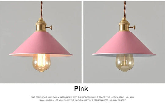 Vintage Industrial Pendant Light Colorful Nordic Retro Lights Iron Lampshade Loft Hanging Lamp