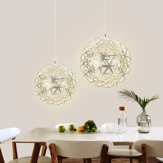 Firework Ball Pendant Lighting Fixtures Chrome/Gold Stainless Steel Lustre Led Nordic Lamp Lobby