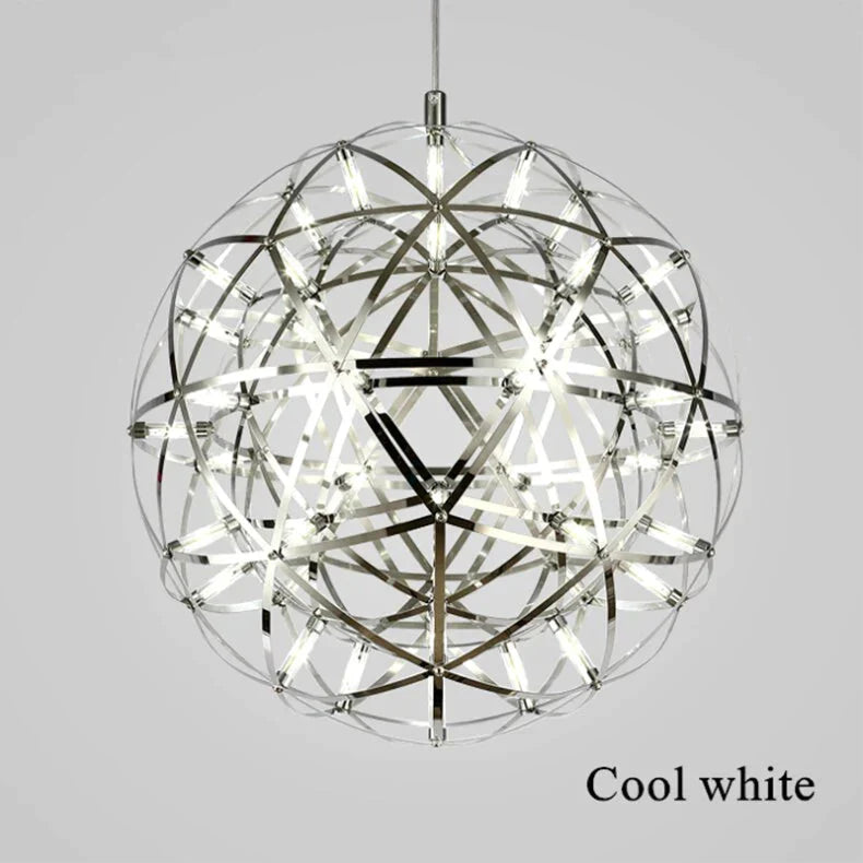 Firework Ball Pendant Lighting Fixtures Chrome/Gold Stainless Steel Lustre Led Nordic Lamp Lobby