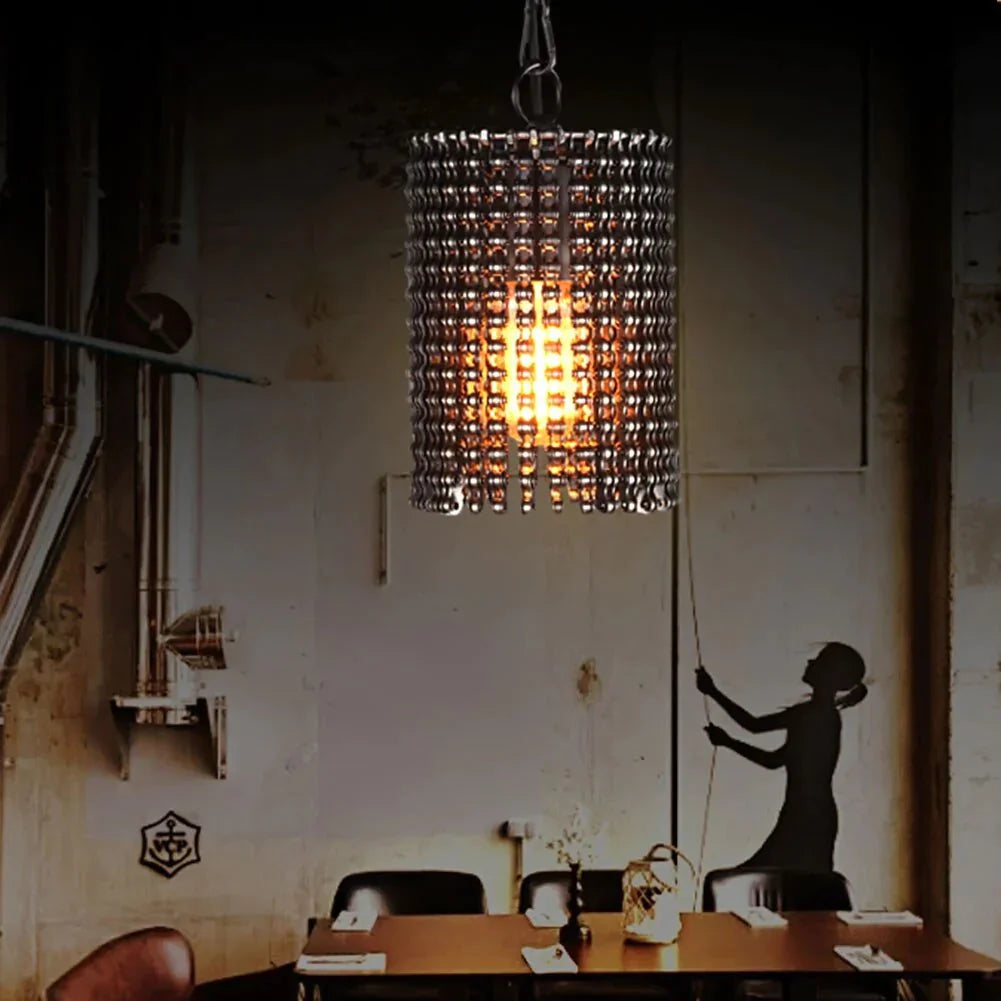 Retro Single Head Bicycle Chain Pendant Light Wall Control Led Lighting Lamp Indoor Decorative