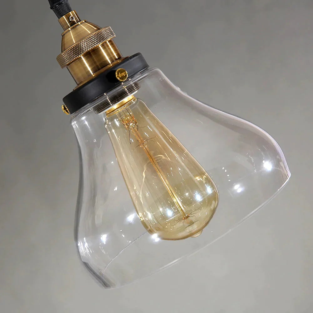 Retro Vintage Glass Pendant Light Copper Hanging Lamp E27 Adjustable For Home Decor Lampara