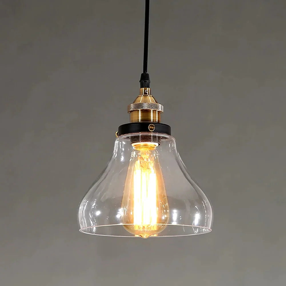 Retro Vintage Glass Pendant Light Copper Hanging Lamp E27 Adjustable For Home Decor Lampara Colgante