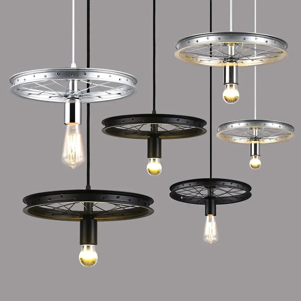 Wheel Chandelier Vintage Industrial Metal Retro Rustic Hanging Lights For Loft Kitchen Dining