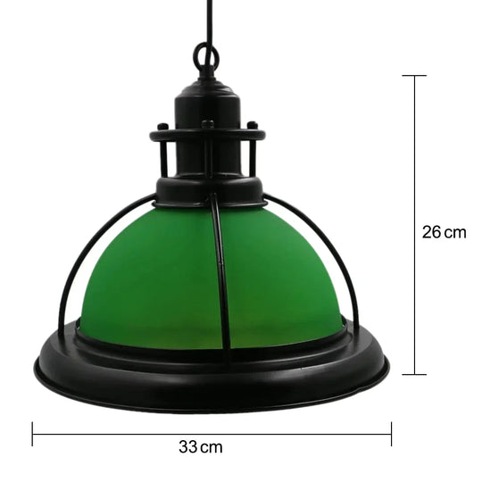 Metal + Green Glass Industrial Retro Style Art Pendant Light American Village Lamps Hanging