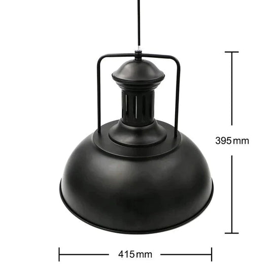 Retro Industrial Pendant Lighting For Kitchen Metal Hanging Lights 415Mm Diameter Lamp Black