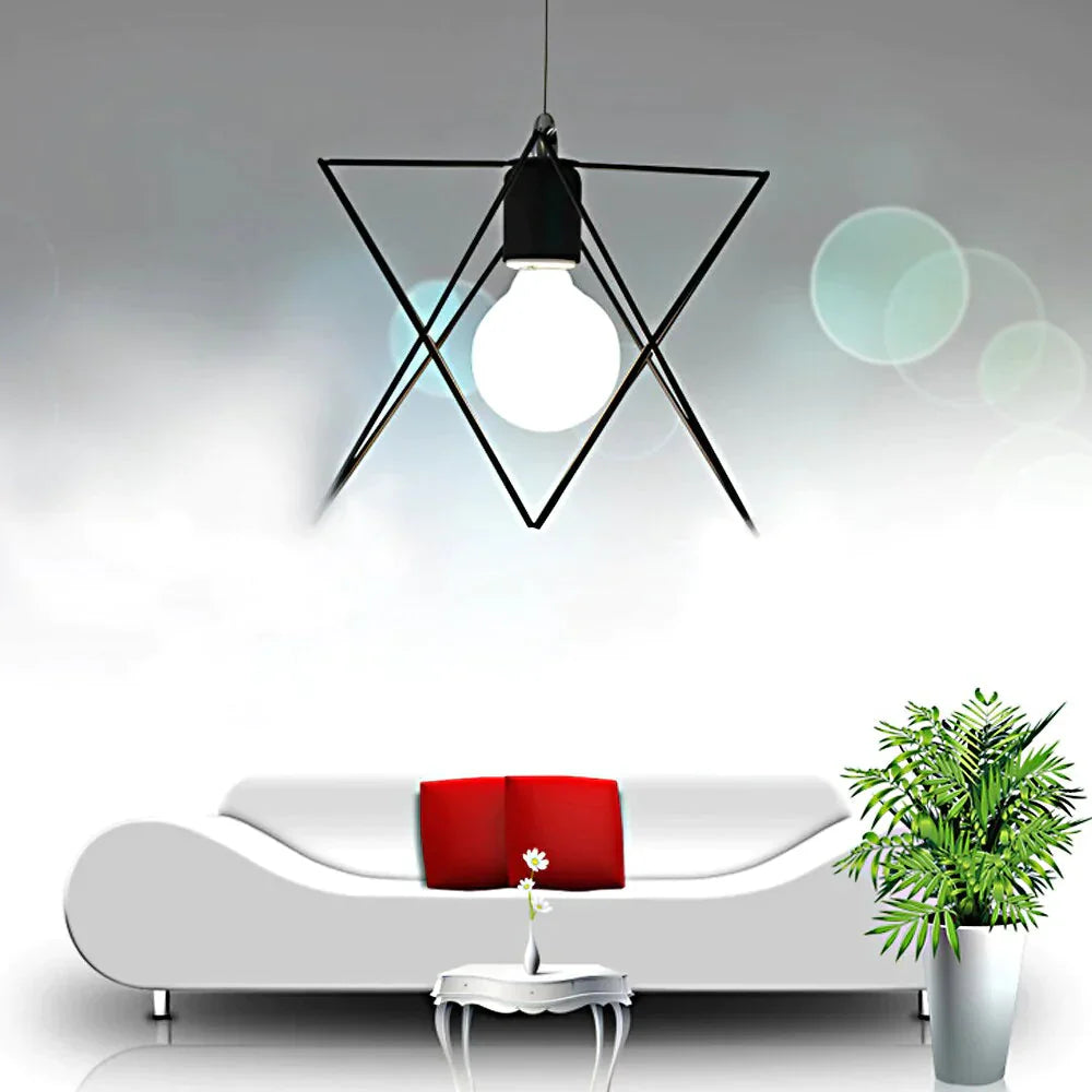 Modern Metal Geometric Pendant Lights Foyer Plug - In Cord 1 - Light Hanging Lamp Loft Rustic Home