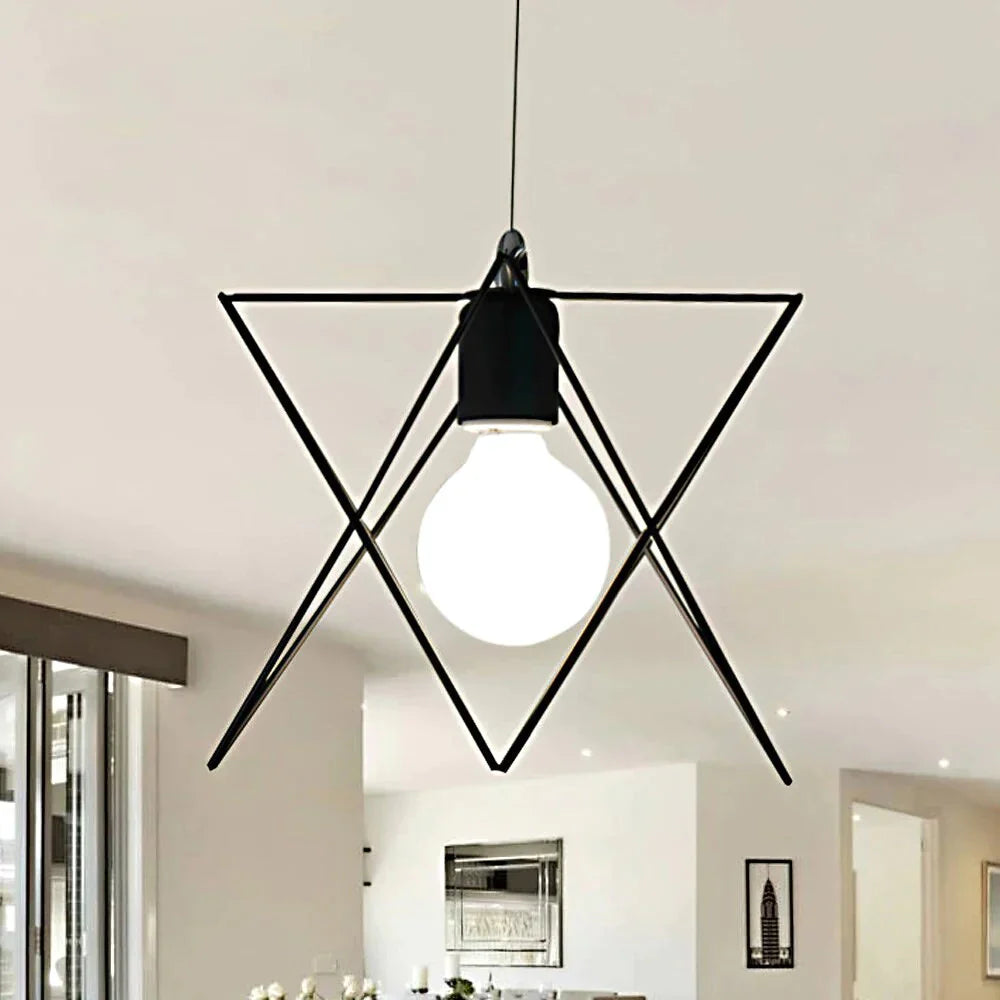 Modern Metal Geometric Pendant Lights Foyer Plug - In Cord 1 - Light Hanging Lamp Loft Rustic Home