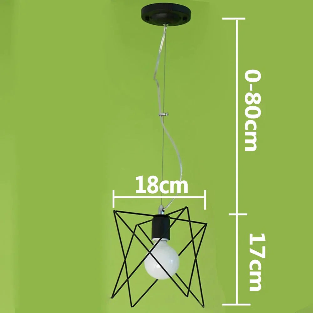 Modern Metal Geometric Pendant Lights Foyer Plug - In Cord 1 - Light Hanging Lamp Loft Rustic Home