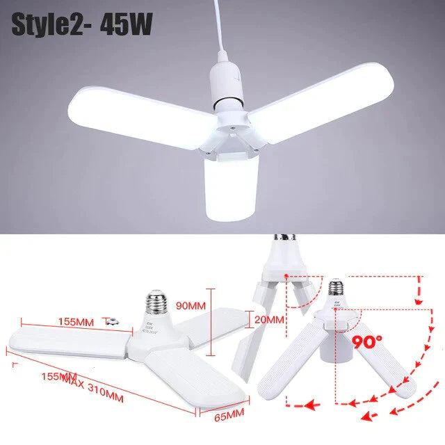 E27 Led Bulb Lamp Ampoule Leds Football Lamps Bulbs Foldable Fan Blade Lights Adjustable 45W 40W