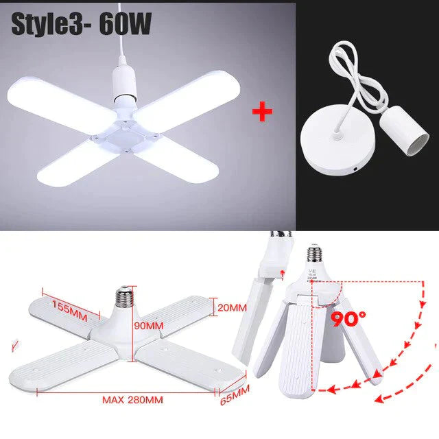 E27 Led Bulb Lamp Ampoule Leds Football Lamps Bulbs Foldable Fan Blade Lights Adjustable 45W 40W