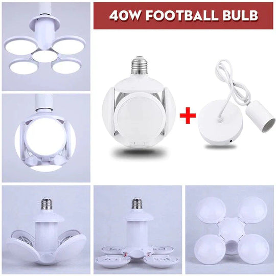 E27 Led Bulb Lamp Ampoule Leds Football Lamps Bulbs Foldable Fan Blade Lights Adjustable 45W 40W