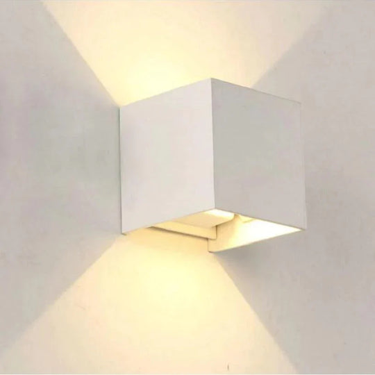 12W Dimmable Cob Modern Brief Cube Adjustable Surface Mounted Led Wall Lamp Outdoor Waterproof