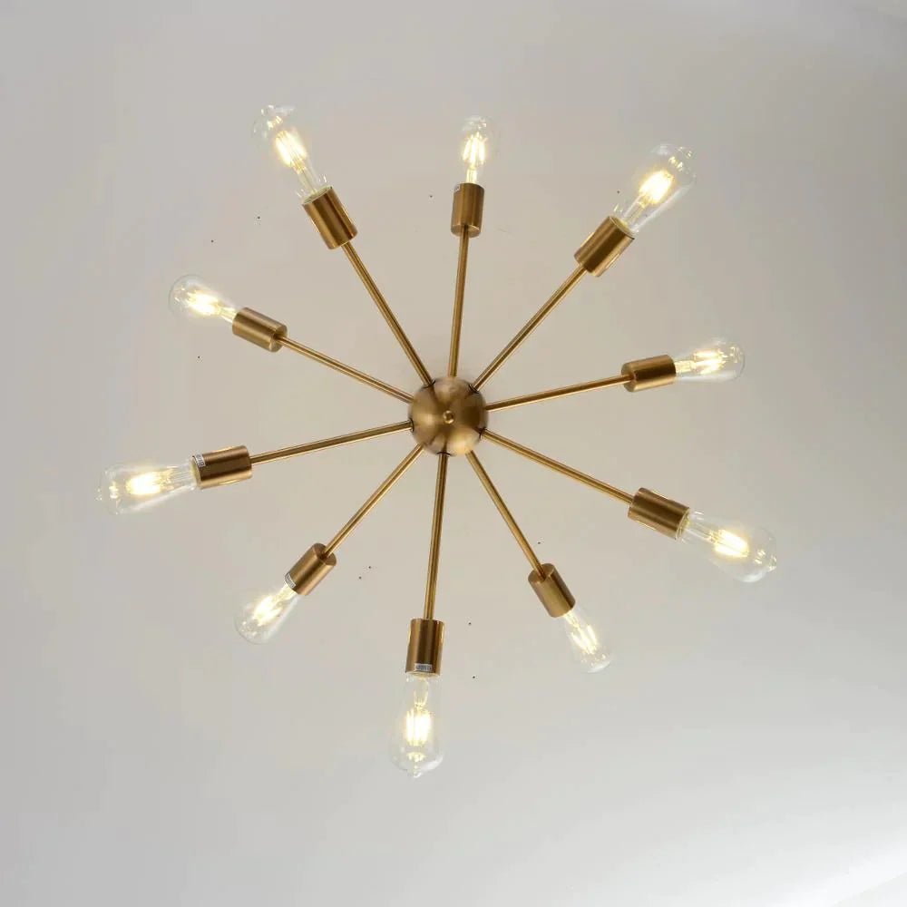 Sputnik Chandeliers Brass Modern Pendant Lamps Antique Gold Industrial Stair Lighting Fixtures 10