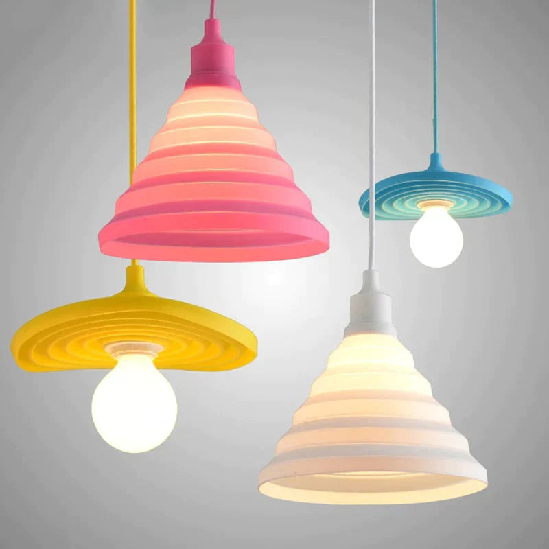 Modern Colorful Silicone Pendant Lights Collapsible/Folding Lamps E27 Creative&Fashion Decoration