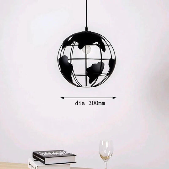 Art Deco Globe Black White Modern Pendant Lamp Iron Cage Loft E27 Cord Lights For Dining Room