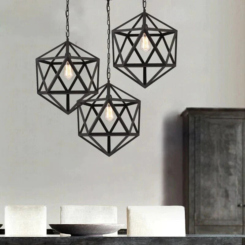 Creative Pendant Lights Loft Retro Industrial Rhombohedron Lamps For Bar/Restaurant Personality