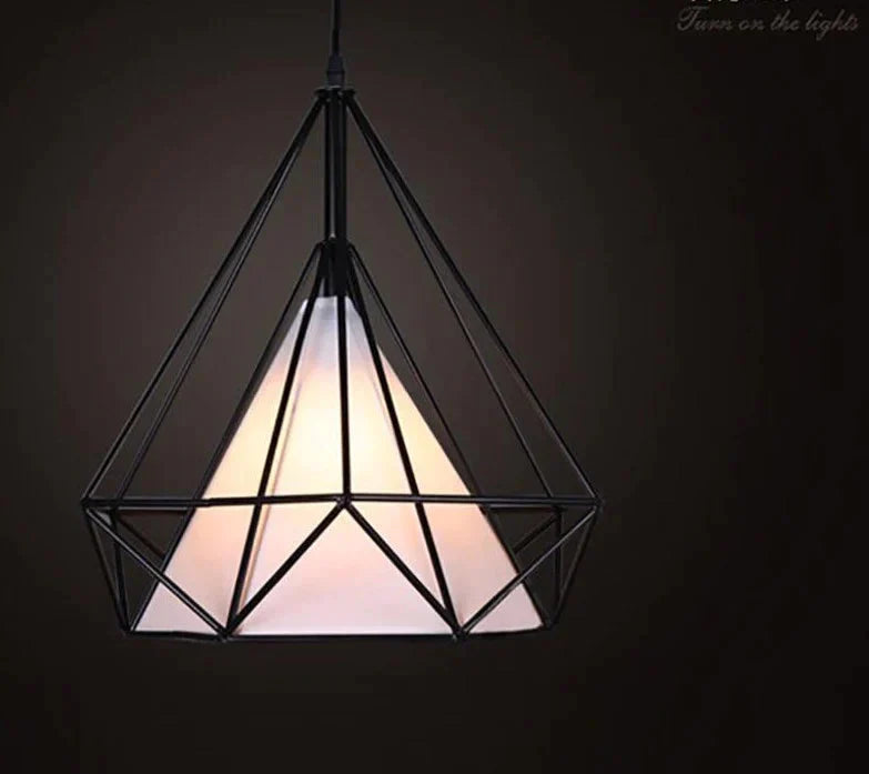 Modern Art Deco Black/White Birdcage Pendant Lights Iron Minimalist Retro Light Loft Pyramid Lamp