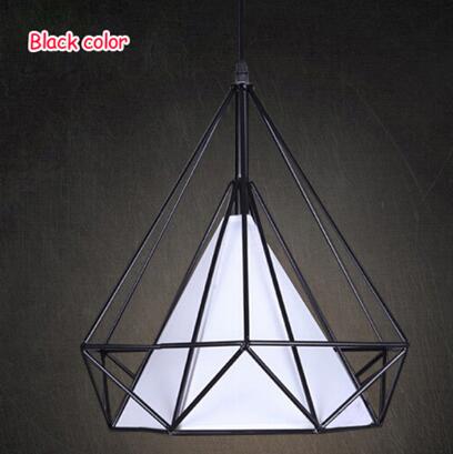 Modern Art Deco Black/White Birdcage Pendant Lights Iron Minimalist Retro Light Loft Pyramid Lamp