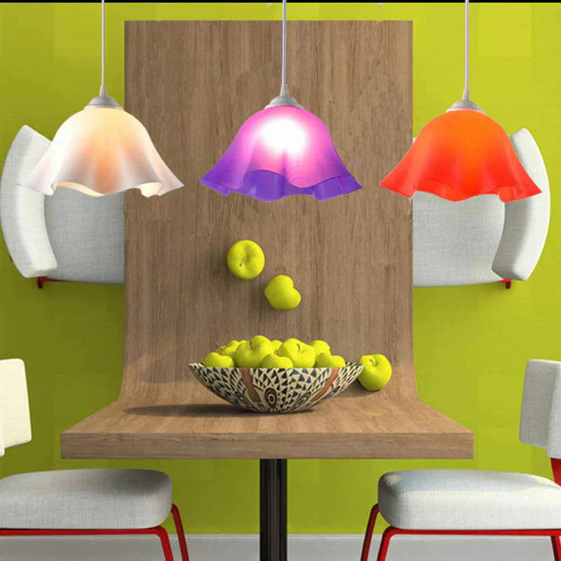 Modern Plastic Led Pendant Lights E27 Flower Shade Lamp Restaurant Bar Coffee Dining/Living Room