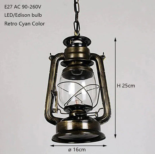 Retro Vintage Lantern Kerosene Pendant Lamp E27 Lights Loft Restaurant Master Bedroom Dining/Living
