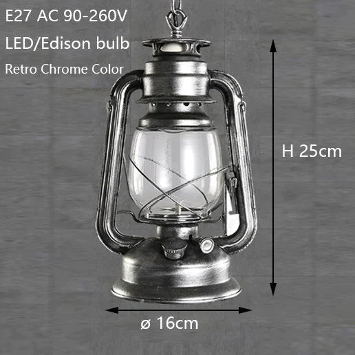 Retro Vintage Lantern Kerosene Pendant Lamp E27 Lights Loft Restaurant Master Bedroom Dining/Living