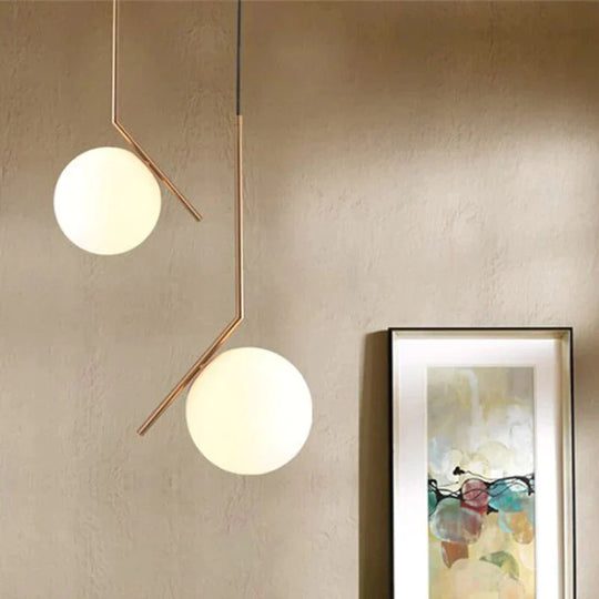 1 Pc Nordic Style Pendant Lights Milky White Glassshade Modern Minimalist Led Lamps For Dining Room