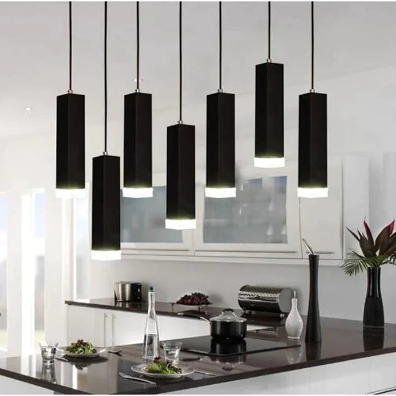 Pendant Lights Modern Kitchen Lamp Dining Room Bar Counter Shop Pipe Light Square Tube Spot Black /
