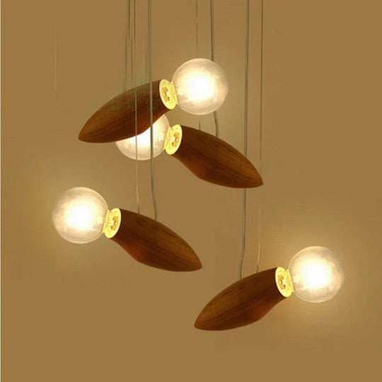 New Design Modern Creative Cartoon Bee Lamp Balcony Small Wood Loft Pendant Cord Hanging Light Bulb