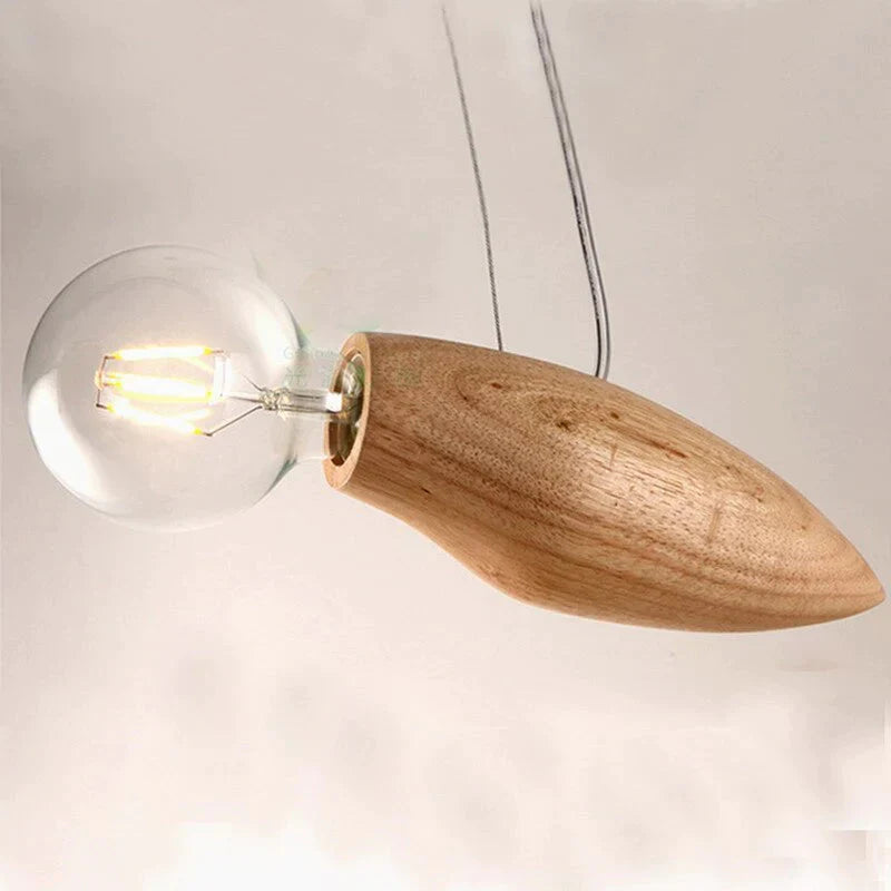 New Design Modern Creative Cartoon Bee Lamp Balcony Small Wood Loft Pendant Cord Hanging Light Bulb