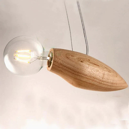 New Design Modern Creative Cartoon Bee Lamp Balcony Small Wood Loft Pendant Cord Hanging Light Bulb