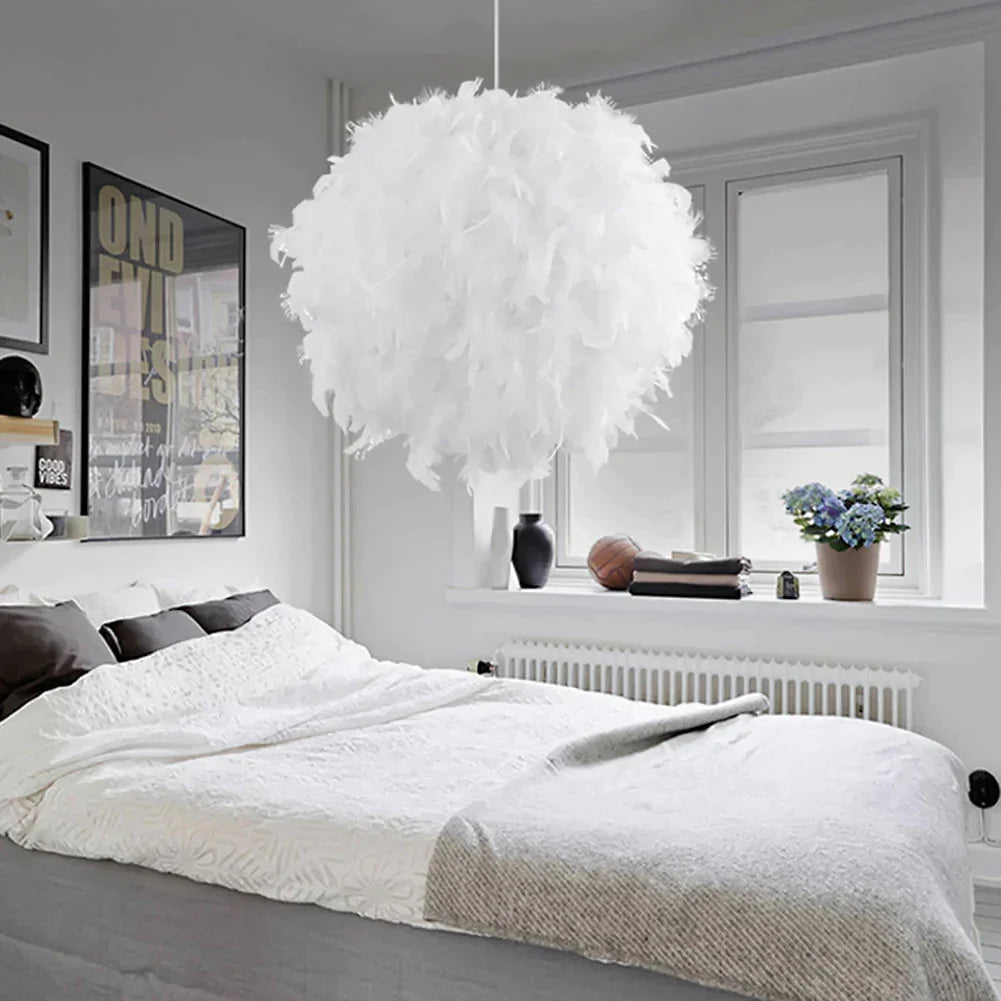 Modern Pendant Light Dreamlike Feather Droplight Bedroom Hanging Lamp