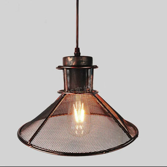 Loft Modern American Style Umbrella Grid Iron Pendant Lamps E27 Lights Illumination For